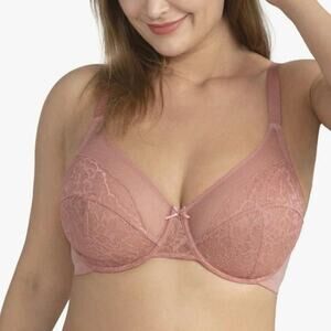 HSIA Minimizer Bra - Full Coverage Lace Plus Size Underwire - CORAL - 38I
